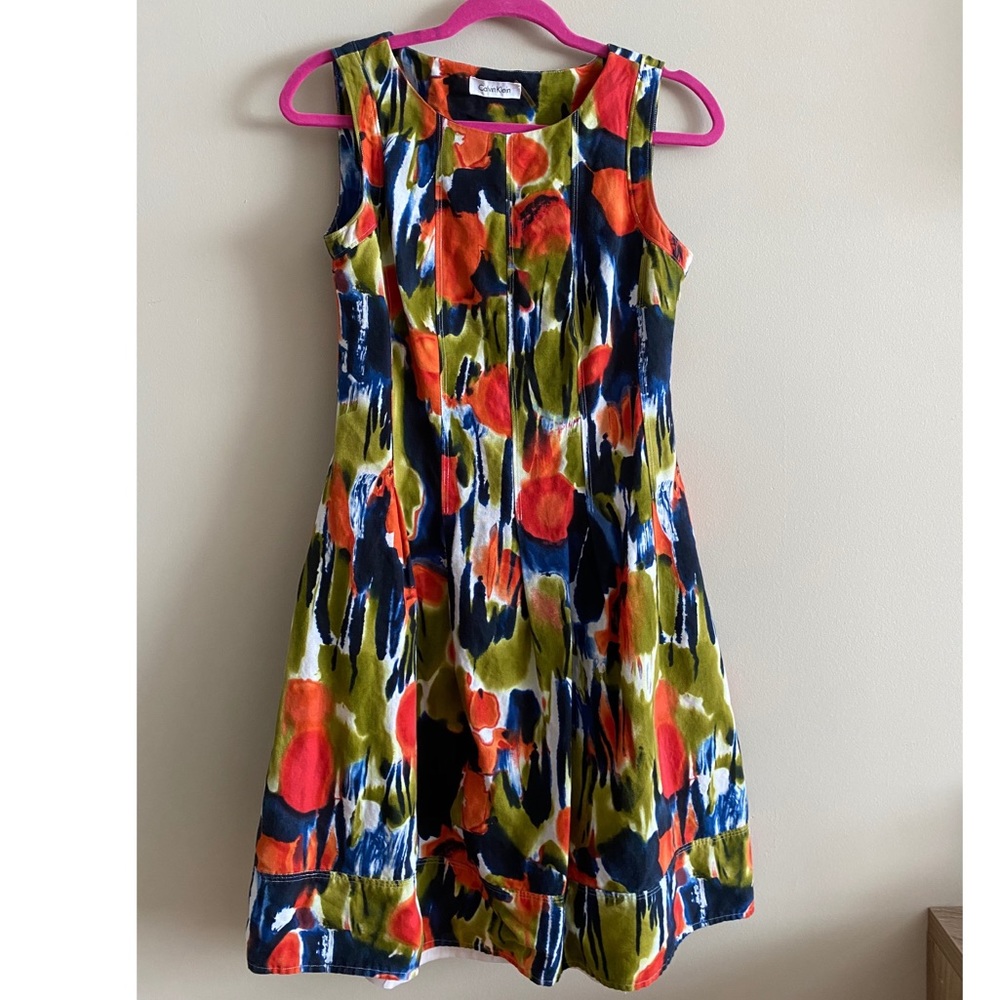 Calvin Klein Watercolor A-line Dress